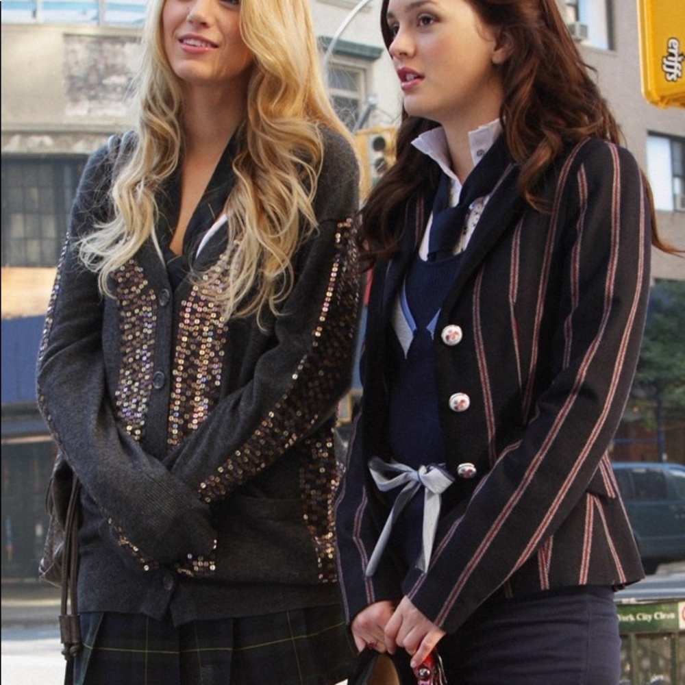 ❤️ ASO Gossip Girl Striped Navy Blazer - Picture 2 of 11